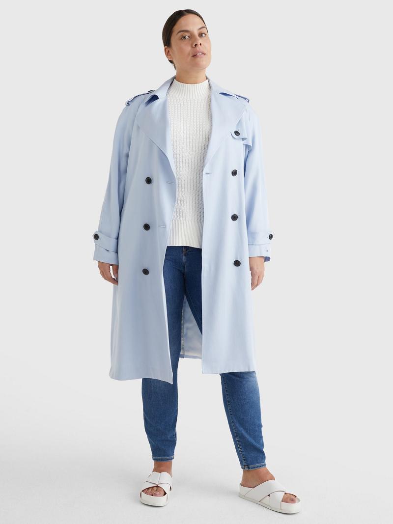 Abrigos Tommy Hilfiger Curve Double-Breasted Trench Azules | MX_W21027