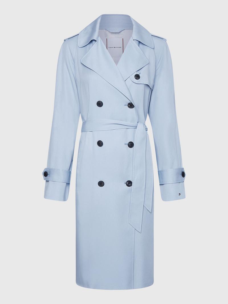 Abrigos Tommy Hilfiger Curve Double-Breasted Trench Azules | MX_W21027