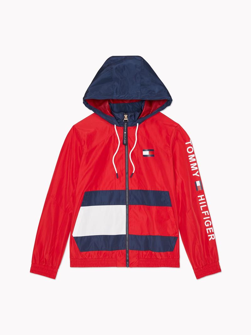 Abrigos Tommy Hilfiger Deporte Flag Windbreaker Rojos | MX_W21041