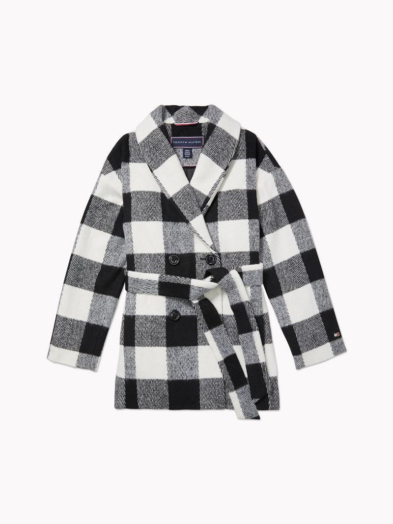 Abrigos Tommy Hilfiger Essential Buffalo Check Wool Negros Blancos | MX_W21030