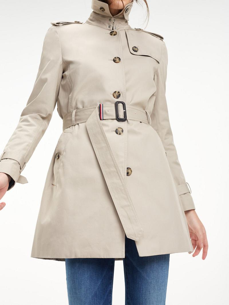 Abrigos Tommy Hilfiger Organic Algodon Trench Beige | MX_W21037