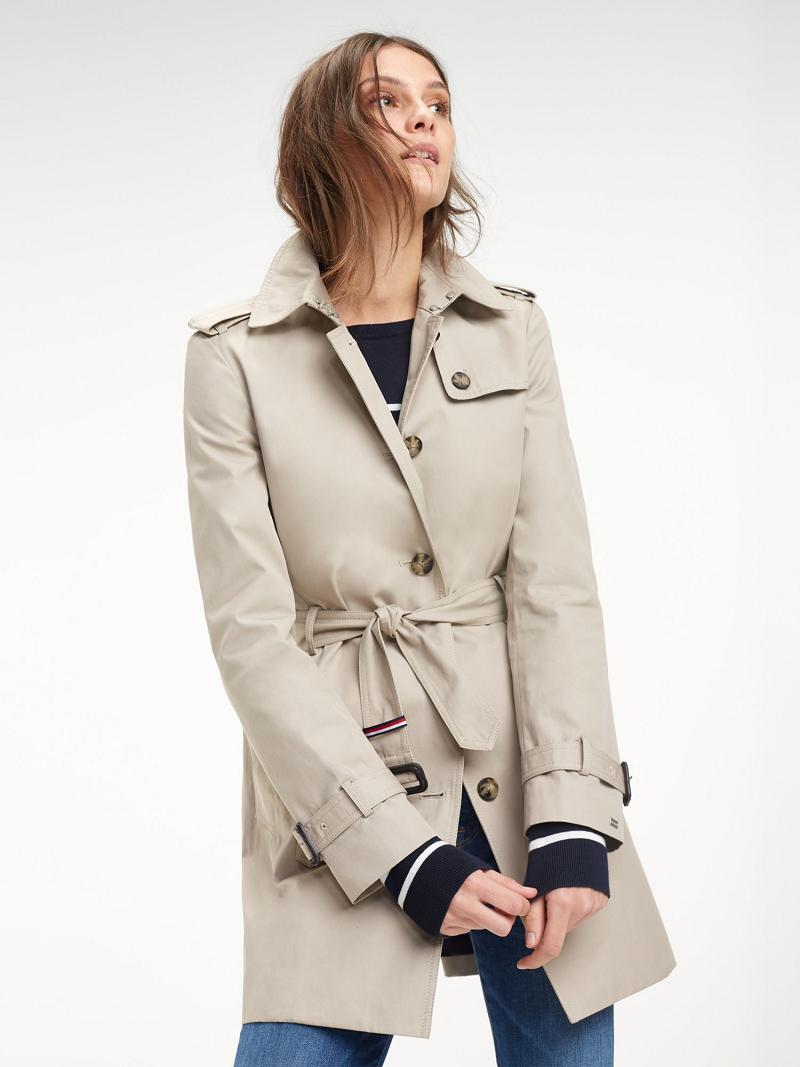 Abrigos Tommy Hilfiger Organic Algodon Trench Beige | MX_W21037