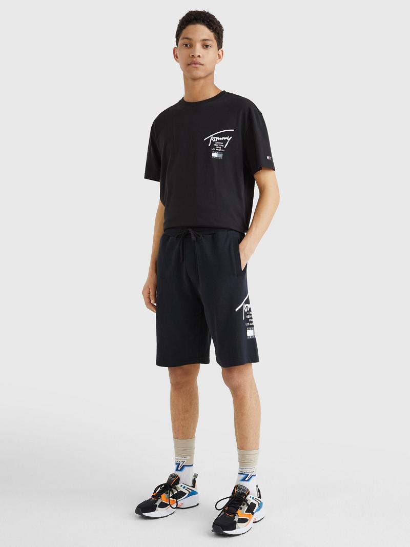 Bermudas Tommy Hilfiger Basketball signature logo Negros | MX_M31191