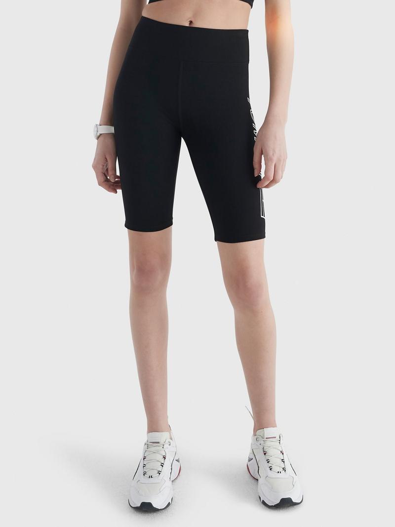 Bermudas Tommy Hilfiger Essential High-Rise Logo Bike Negros | MX_W21301