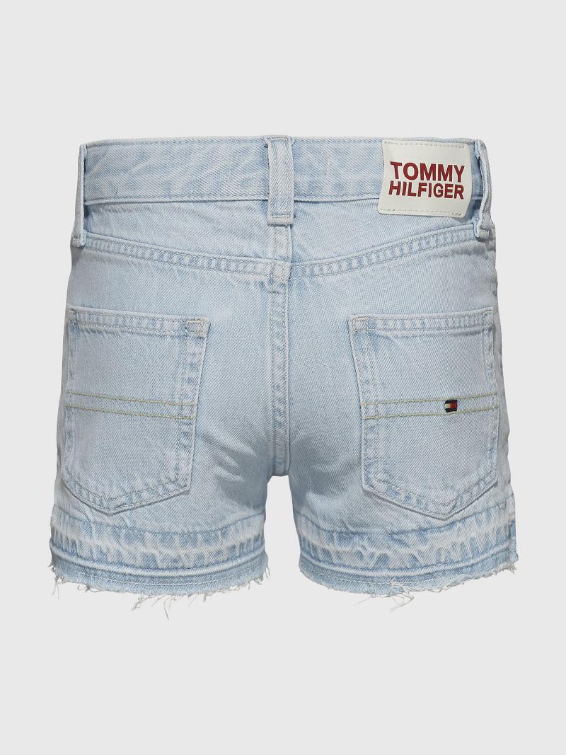 Bermudas Tommy Hilfiger Frayed Bleach Wash Azules | MX_G1158