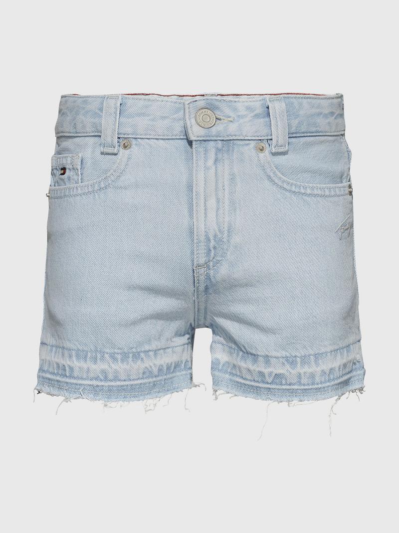 Bermudas Tommy Hilfiger Frayed Bleach Wash Azules | MX_G1158