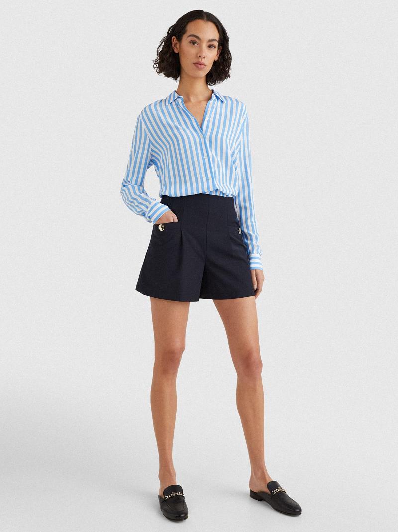 Bermudas Tommy Hilfiger Solid Pleated Azul Marino | MX_W21314