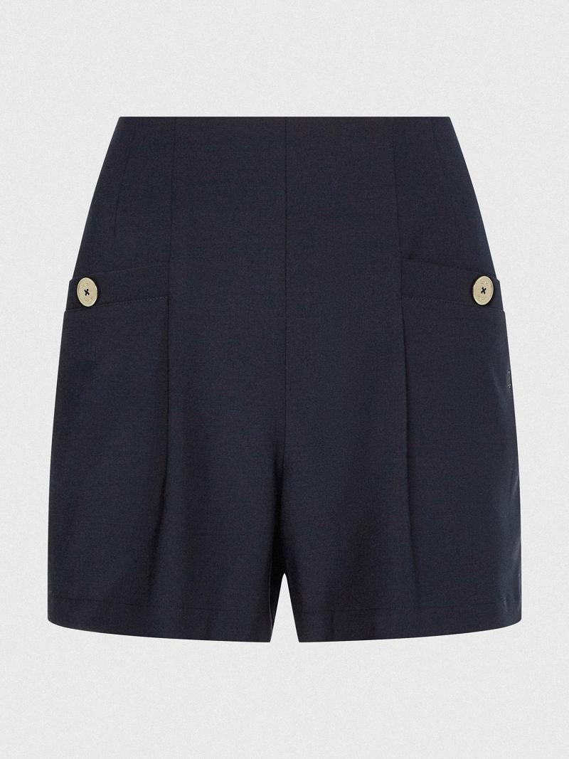 Bermudas Tommy Hilfiger Solid Pleated Azul Marino | MX_W21314