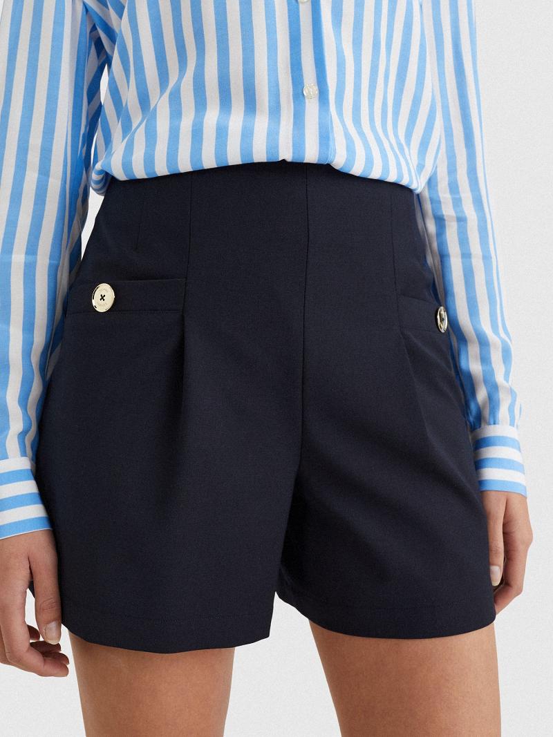 Bermudas Tommy Hilfiger Solid Pleated Azul Marino | MX_W21314