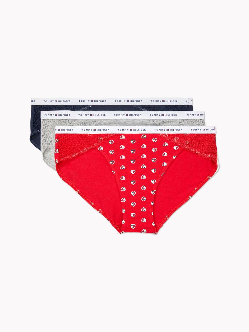 Bikinis Tommy Hilfiger Algodon And Encaje Trim 3PK Rojos | MX_W21538