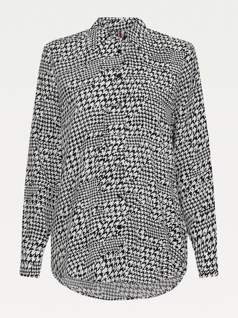 Blouses Tommy Hilfiger Curve Houndstooth Print Grises | MX_W21011