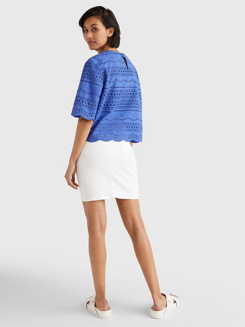 Blouses Tommy Hilfiger Eyelet Azules | MX_W21012