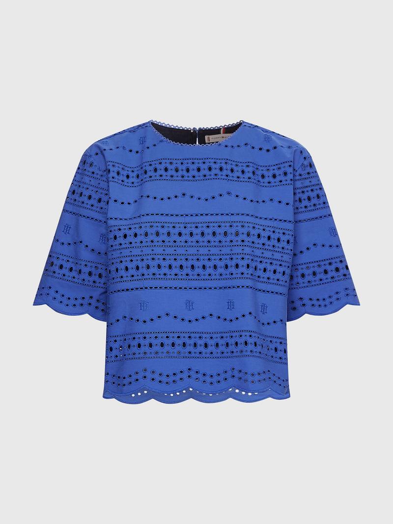 Blouses Tommy Hilfiger Eyelet Azules | MX_W21012