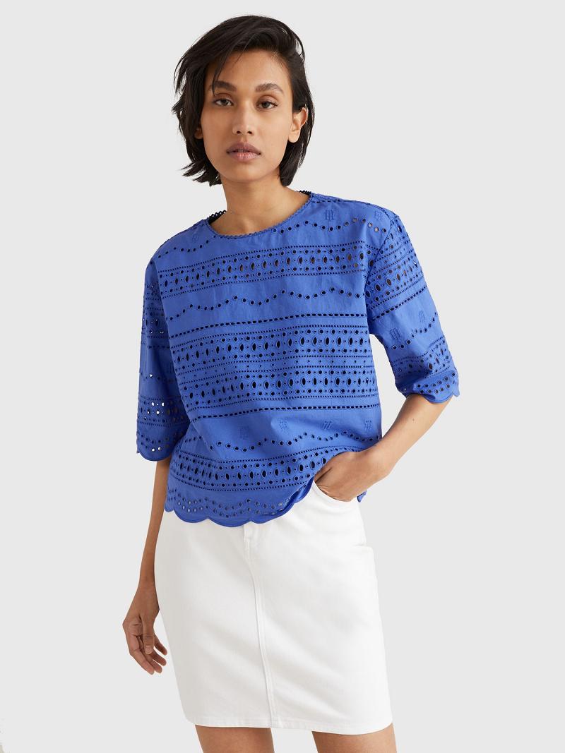 Blouses Tommy Hilfiger Eyelet Azules | MX_W21012