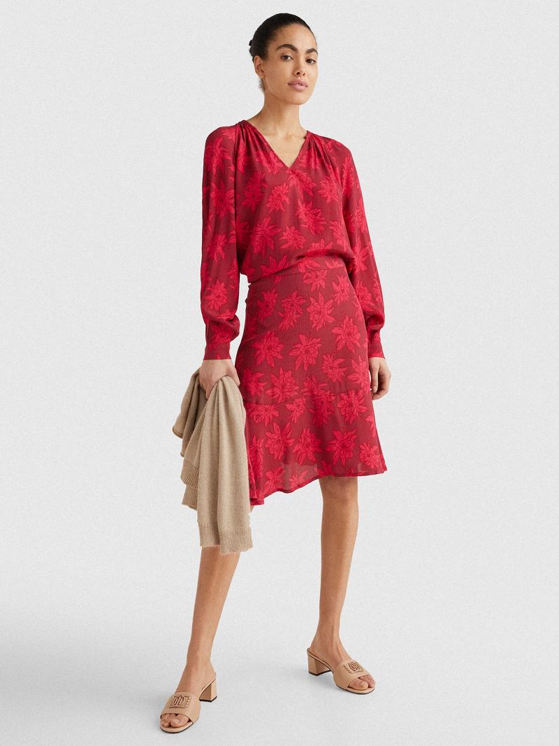 Blouses Tommy Hilfiger Floral Crepe Popover Rojos | MX_W21013