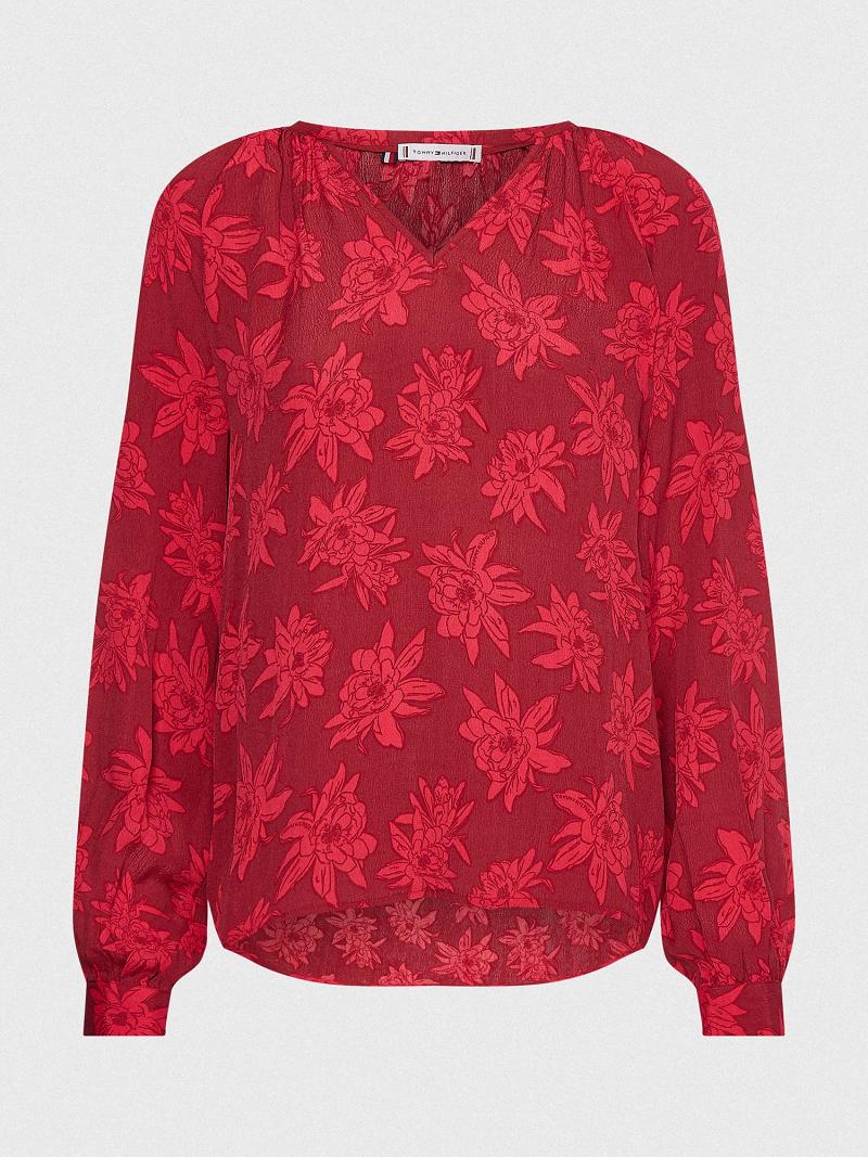 Blouses Tommy Hilfiger Floral Crepe Popover Rojos | MX_W21013