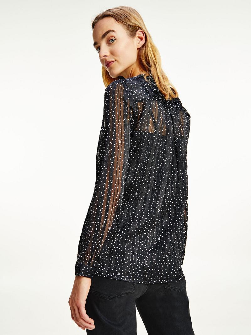 Blouses Tommy Hilfiger Metallic Polka Dot Negros | MX_W21016