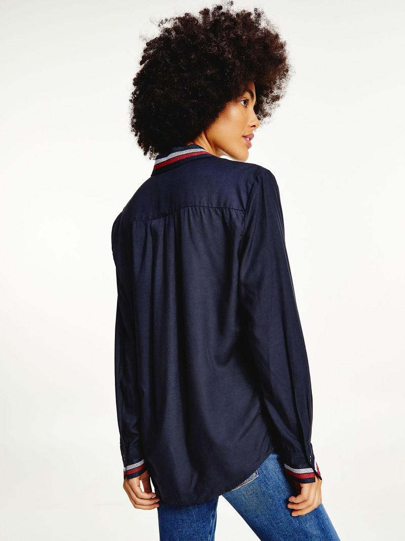 Blouses Tommy Hilfiger Relaxed Fit Viscose Azul Marino | MX_W21018