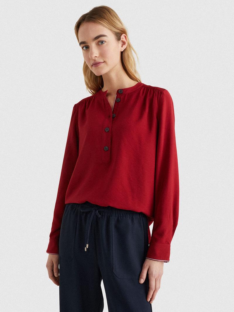 Blouses Tommy Hilfiger Solid Popover Rojos | MX_W21019