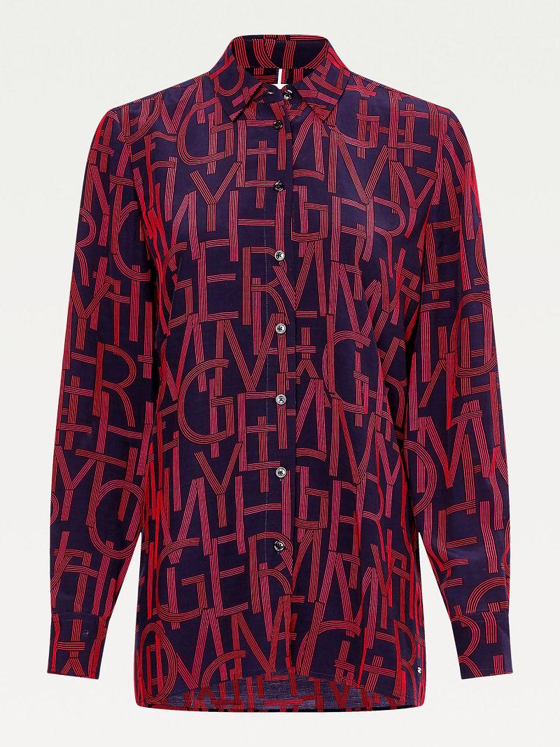 Blouses Tommy Hilfiger Viscose Print Rojos Azul Marino | MX_W21023