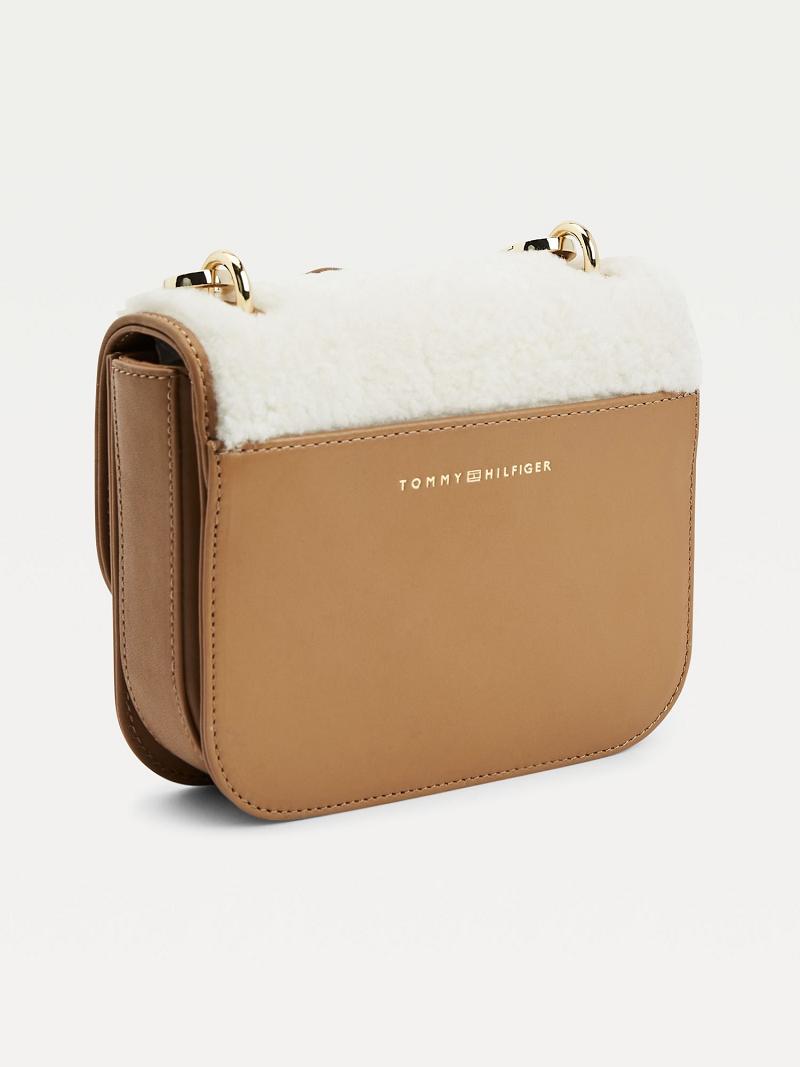 Bolsas Tommy Hilfiger Shearling Mini Crossbody Kaki | MX_W21645