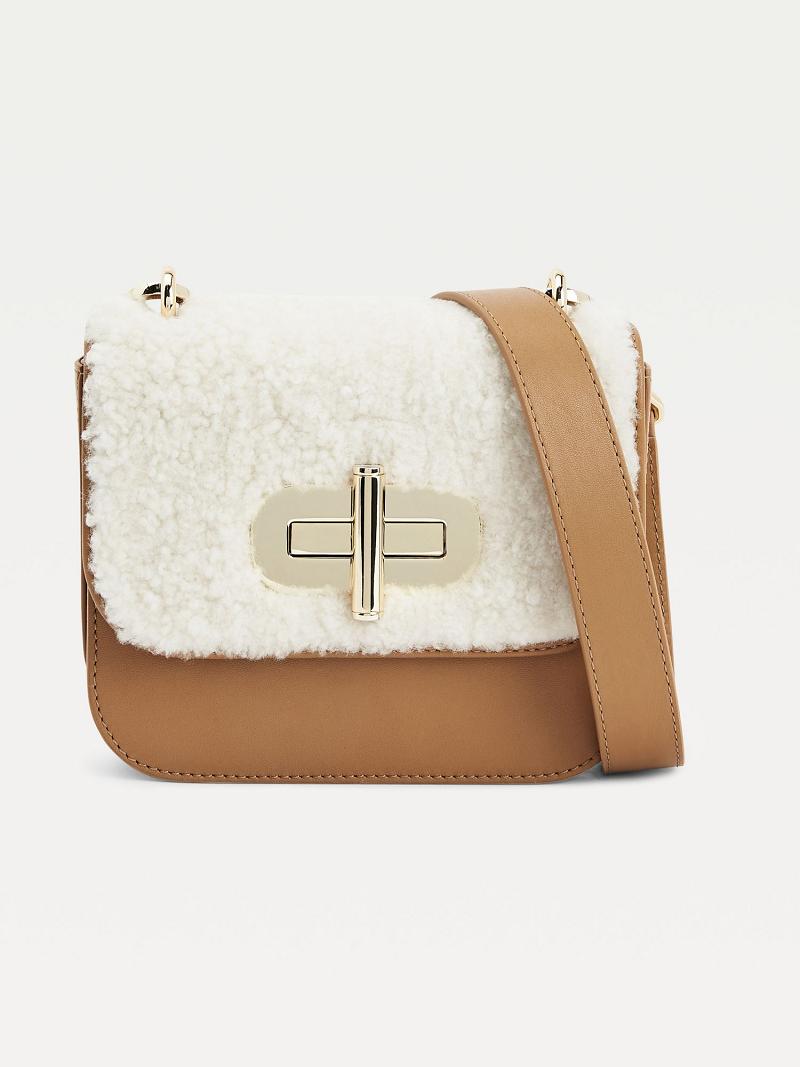 Bolsas Tommy Hilfiger Shearling Mini Crossbody Kaki | MX_W21645