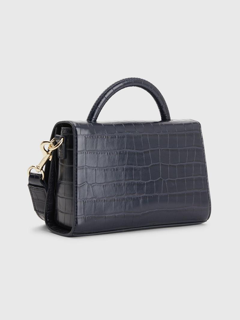 Bolsas Tommy Hilfiger Signature Croc Crossbody Azul Marino | MX_W21646