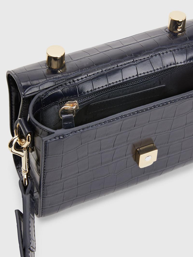 Bolsas Tommy Hilfiger Signature Croc Crossbody Azul Marino | MX_W21646