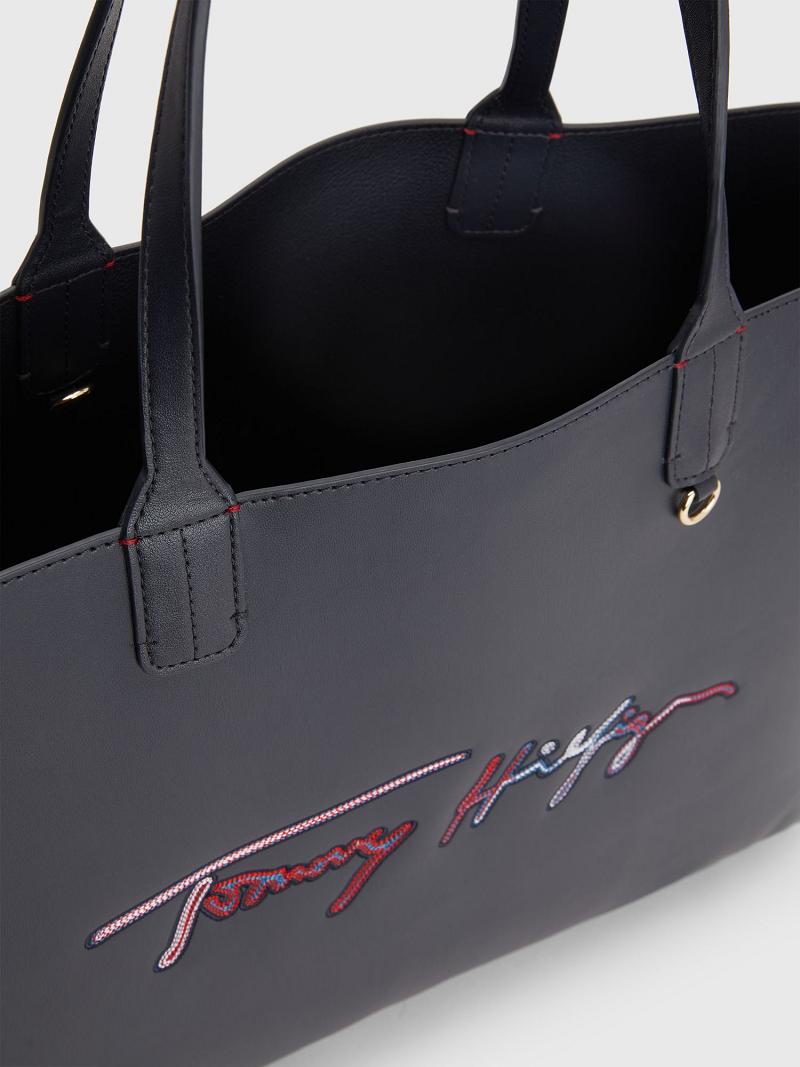 Bolsas Tommy Hilfiger Tommy Signature Tote Negros | MX_W21647