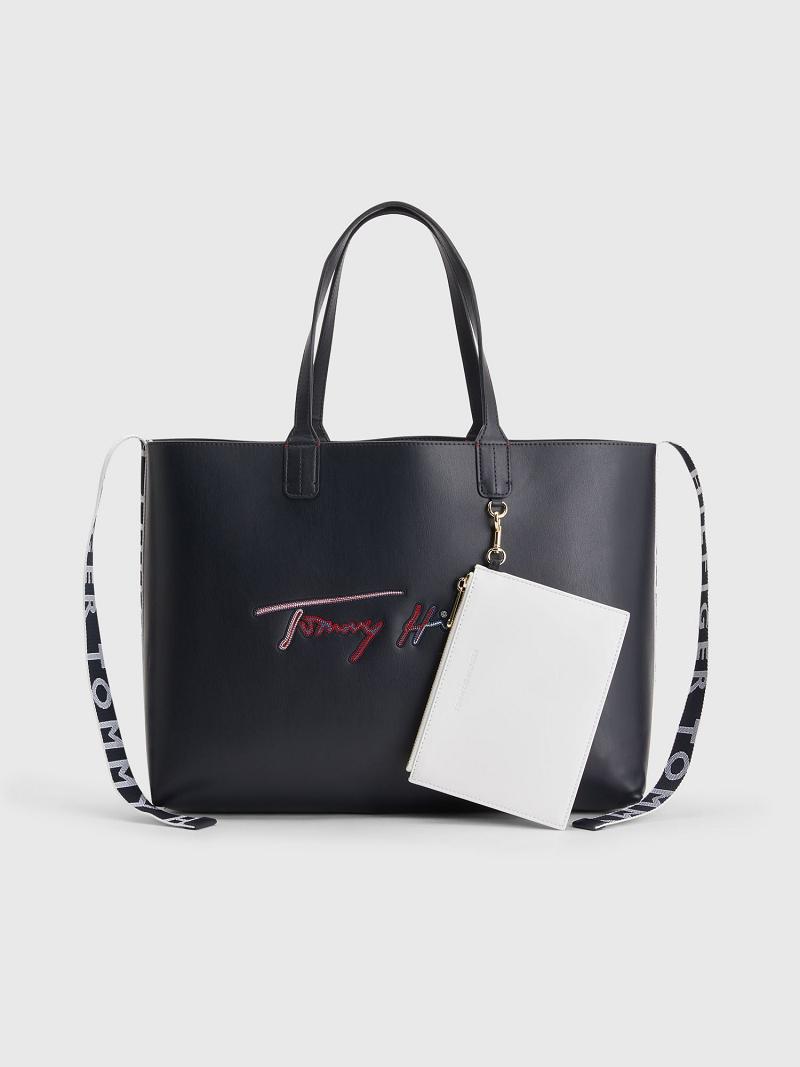 Bolsas Tommy Hilfiger Tommy Signature Tote Negros | MX_W21647