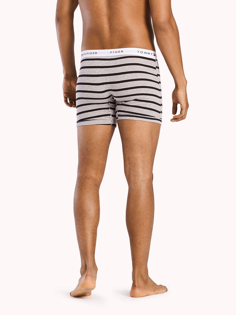 Boxer Briefs Tommy Hilfiger Algodon classics stripe boxer brief 3pk Grises Negros | MX_M31591