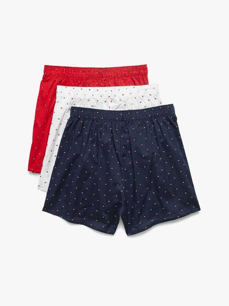 Boxers Tommy Hilfiger Algodon classics woven boxer 3pk Blancos Azul Marino Rojos | MX_M31560