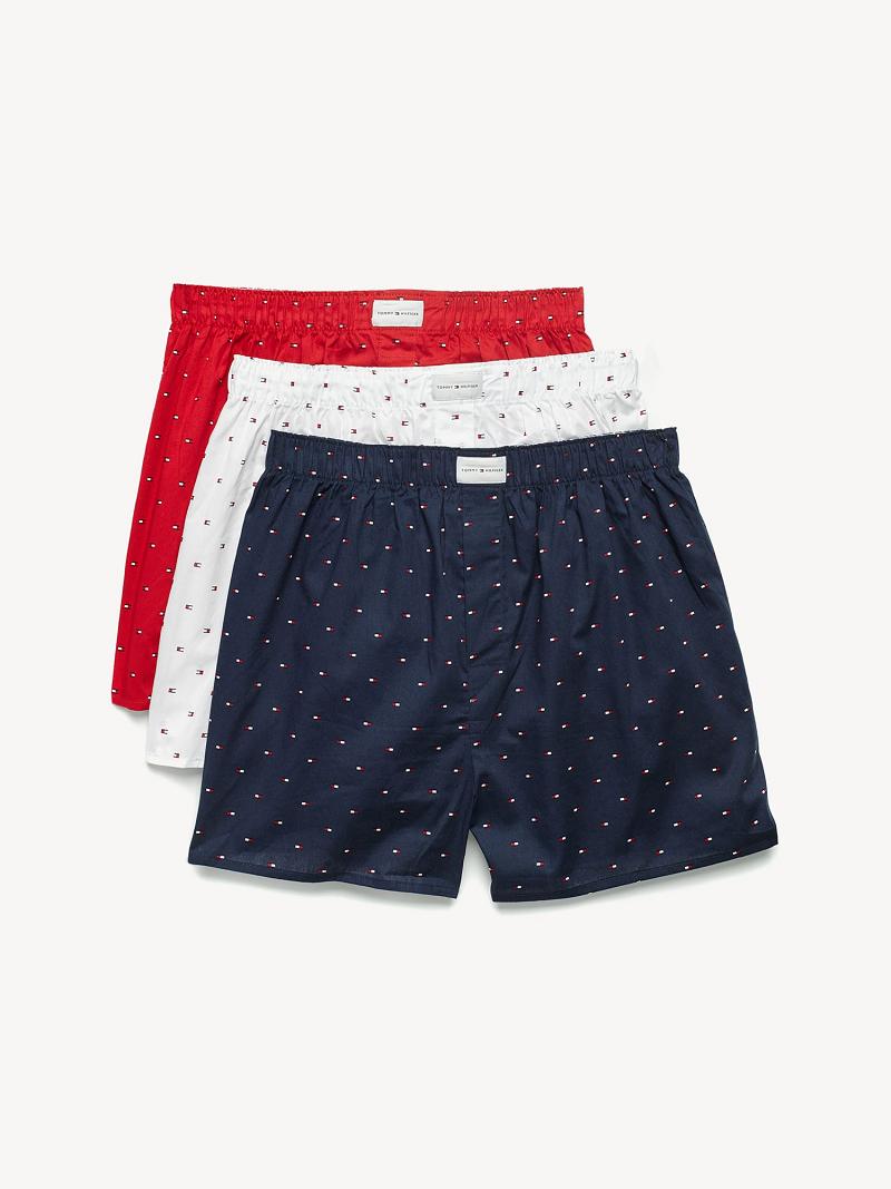 Boxers Tommy Hilfiger Algodon classics woven boxer 3pk Blancos Azul Marino Rojos | MX_M31560