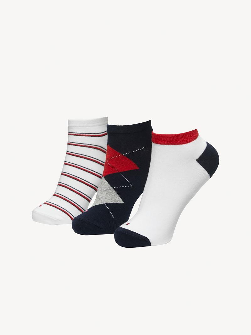 Calcetines Tommy Hilfiger Ankle 3PK Blancos Multicolor | MX_W21651