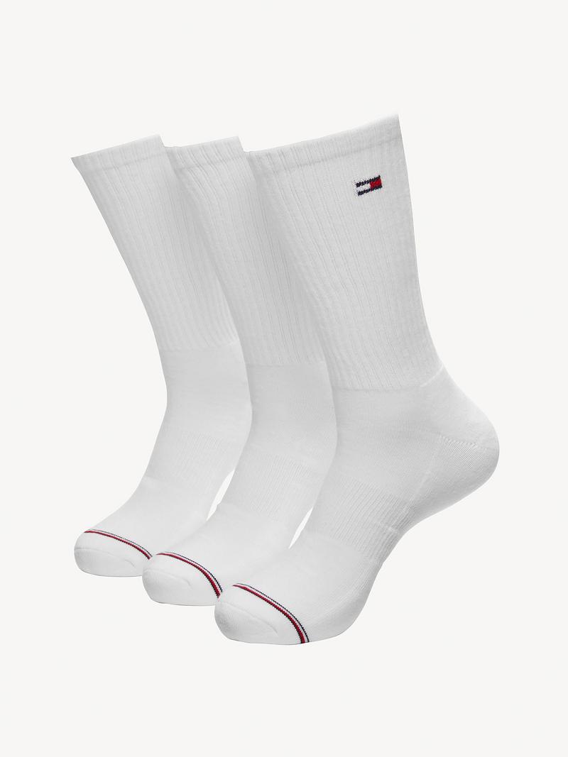 Calcetines Tommy Hilfiger Atléticos Crews 3Pk Blancos | MX_M31747