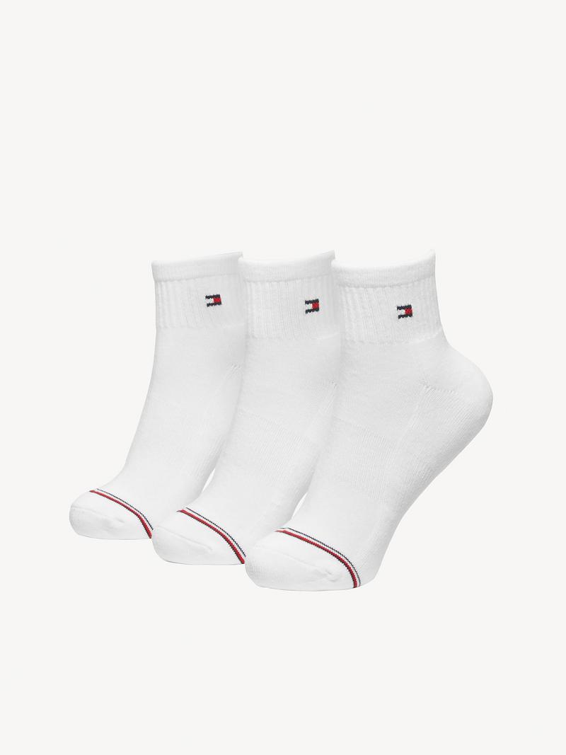 Calcetines Tommy Hilfiger Classic Quarter Top 3PK Blancos | MX_W21658