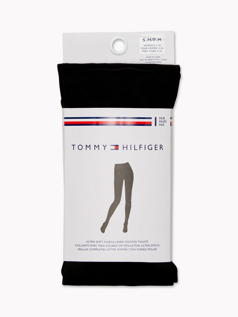 Calcetines Tommy Hilfiger Fleece-Forro Footed Tights 1PK Negros | MX_W21660