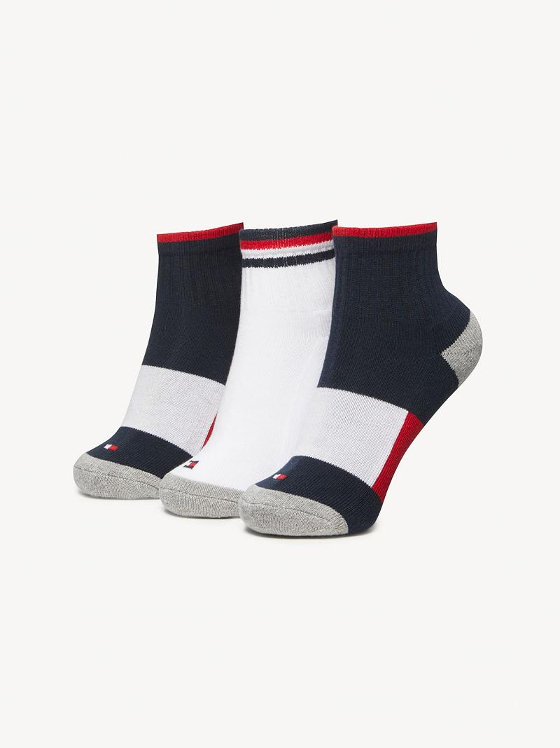 Calcetines Tommy Hilfiger Quarter Top 3PK Azul Marino | MX_B2295