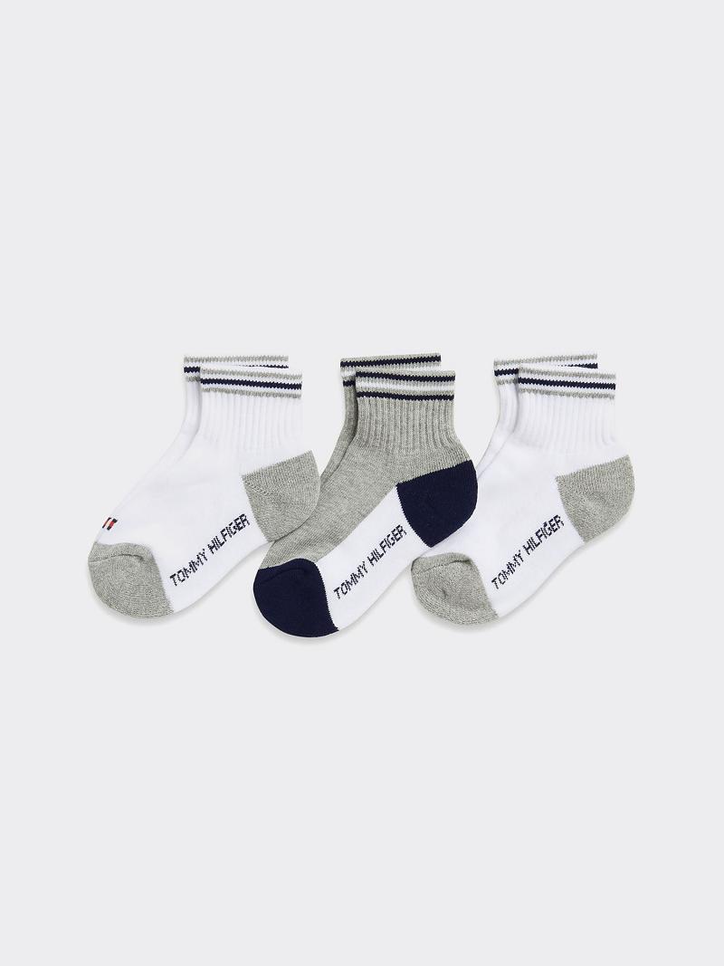 Calcetines Tommy Hilfiger Quarter Top 3PK Blancos | MX_B2296