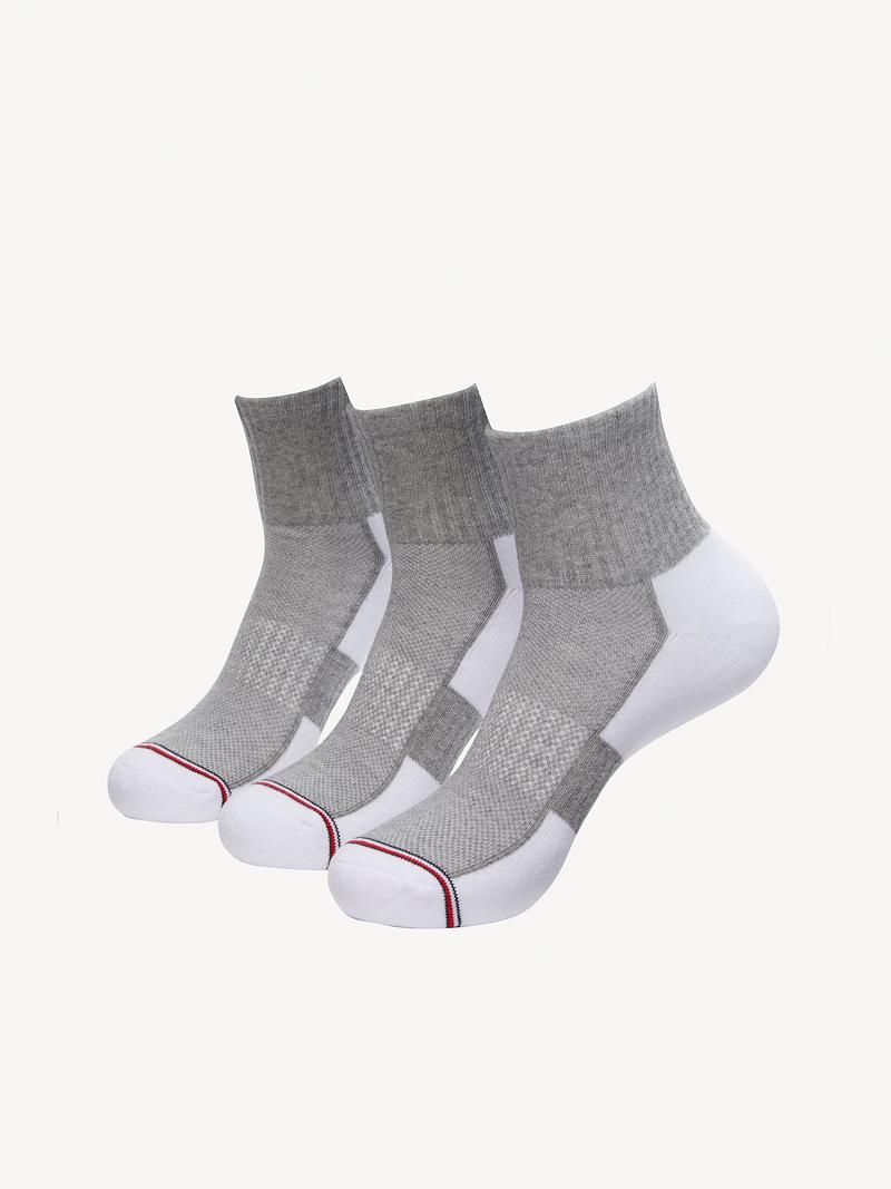 Calcetines Tommy Hilfiger Quarter Top 3PK Blancos Grises | MX_M31749