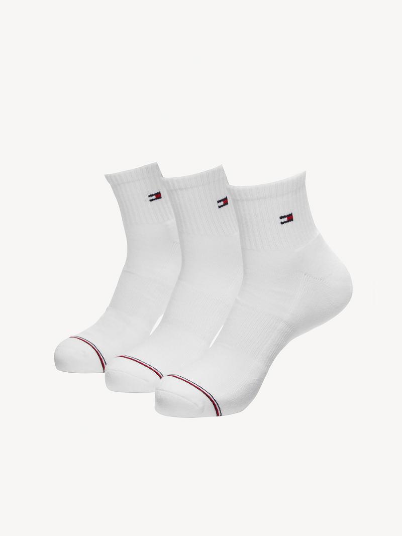 Calcetines Tommy Hilfiger Quarter Tops 3PK Blancos | MX_M31750