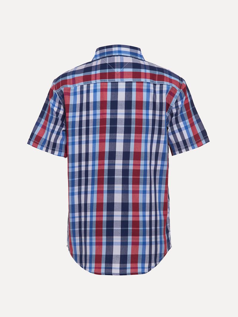 Camisas Tommy Hilfiger Big Classic Plaid Corta-Sleeve Azules | MX_B2073