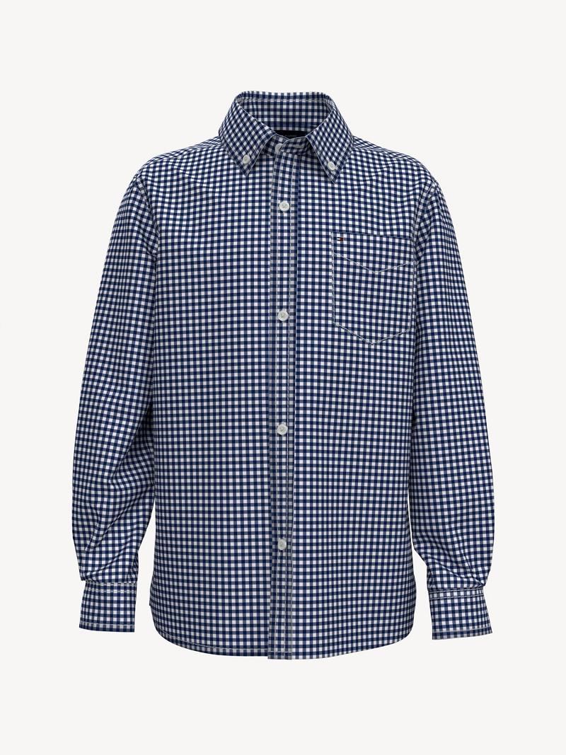 Camisas Tommy Hilfiger Big Kids Plaid Azules | MX_B2075