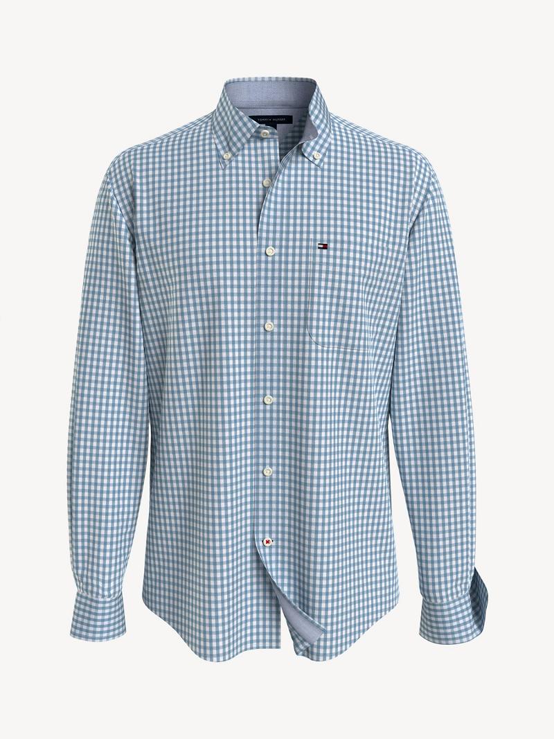 Camisas Tommy Hilfiger Classic fit essential check stretch Azules Blancos | MX_M31237