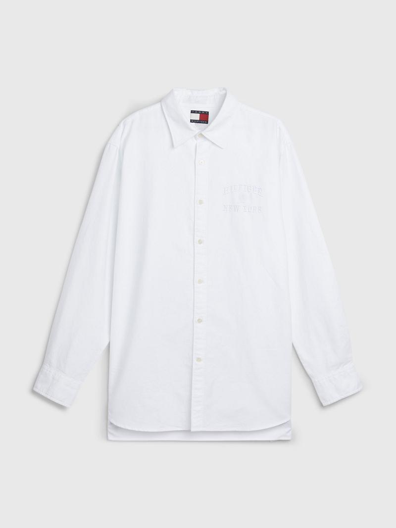 Camisas Tommy Hilfiger Classic oversized Blancos | MX_M31241