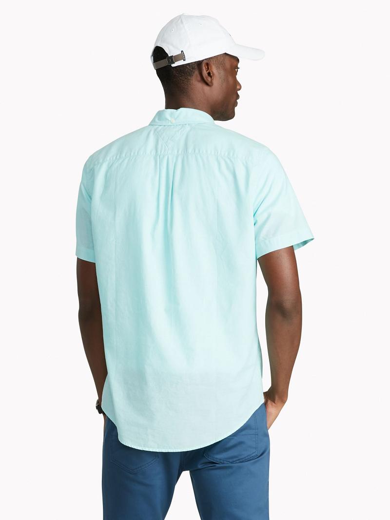 Camisas Tommy Hilfiger Custom fit essential solid-sleeve Verde Menta | MX_M31247