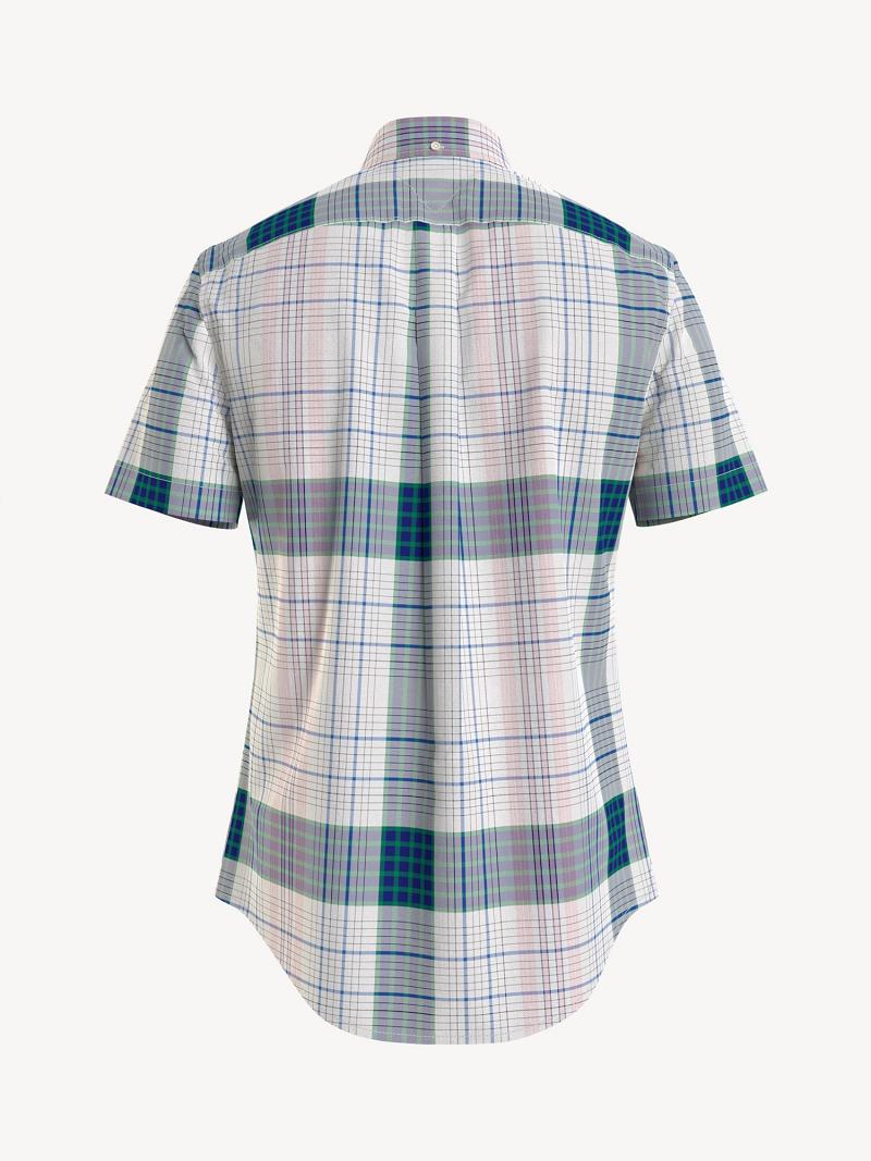 Camisas Tommy Hilfiger Custom fit plaid poplin Azules | MX_M31255