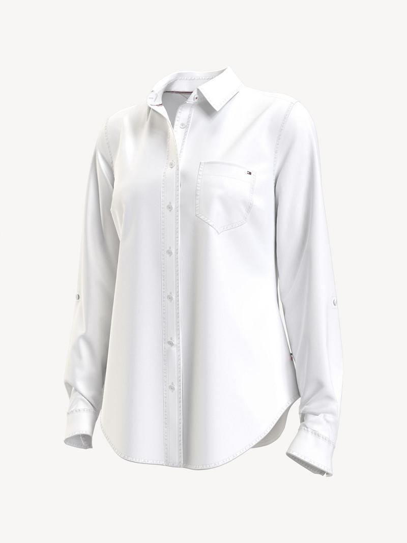 Camisas Tommy Hilfiger Essential Solid Oxford Blancos | MX_W21280