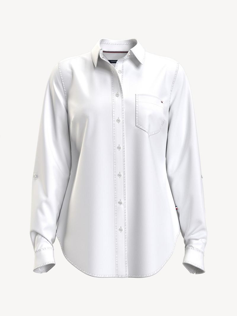 Camisas Tommy Hilfiger Essential Solid Oxford Blancos | MX_W21280