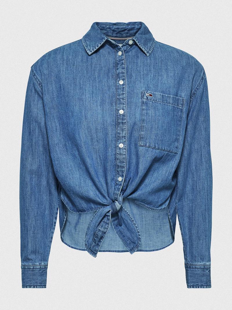 Camisas Tommy Hilfiger Front-Tie Chambray Azules | MX_W21282